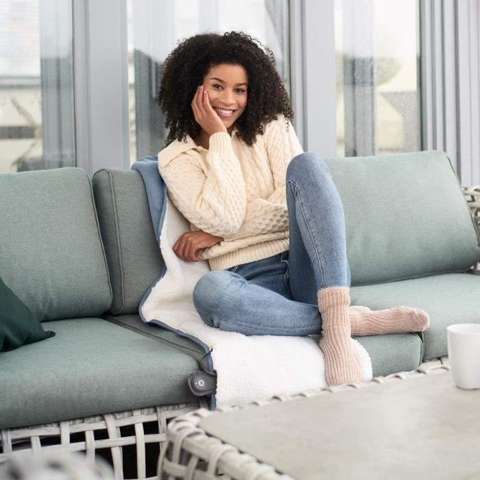 Couverture chauffante exterieure sans fil - MEDISANA - OL 850 - 10 W - Bleu