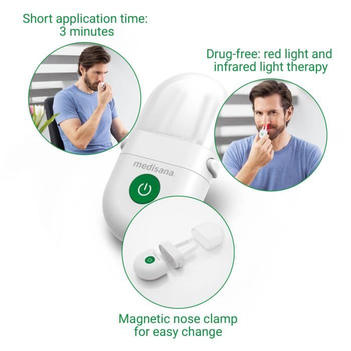 Appareil soulageant les rhinites allergiques / rhumes - MEDISANA - Medinose compact - Sans produit chimique - 3 minutes - Blanc
