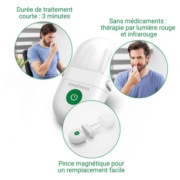 Appareil soulageant les rhinites allergiques / rhumes - MEDISANA - Medinose compact - Sans produit chimique - 3 minutes - Blanc