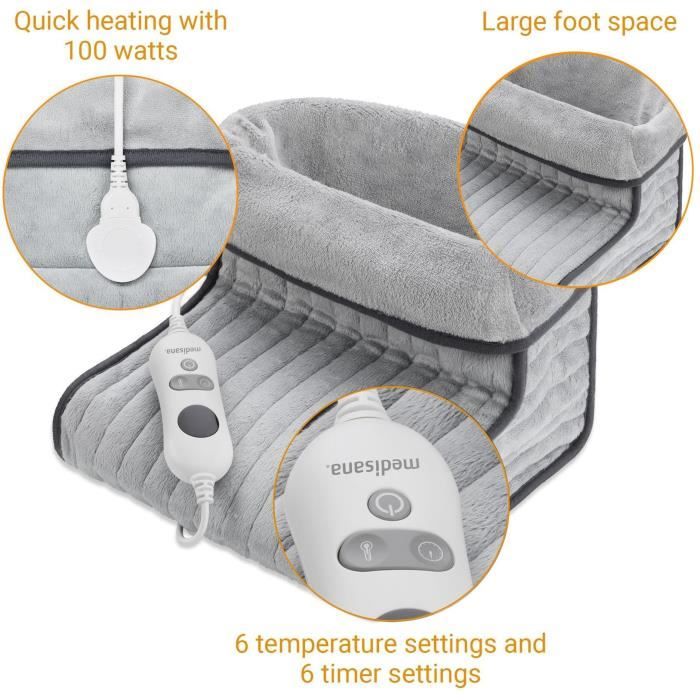 Chauffe-pieds medisana - Ultradoux - 6 niveaux de tempÈrature - minuteur - lavable - certifiÈ oeko-tex - rechauffe et soulage