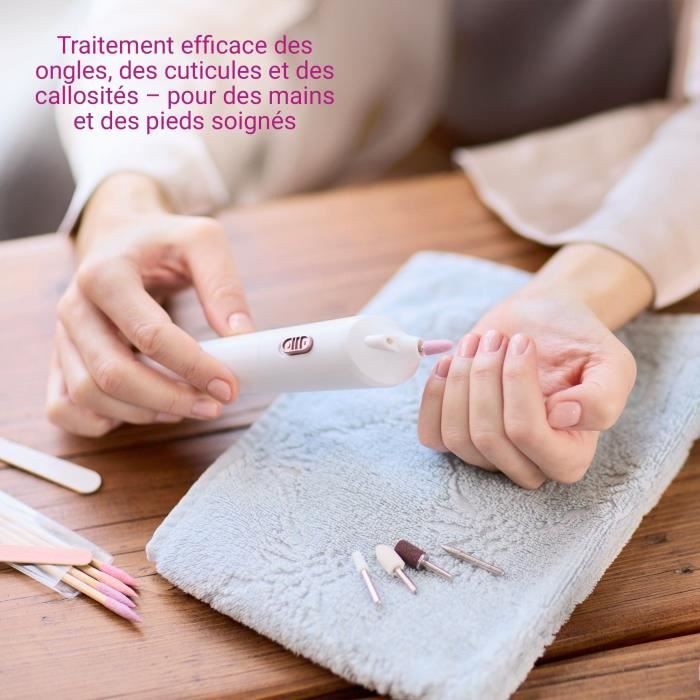 Kit de manucure / pédicure sans fil - MEDISANA - MP 900 - 5 accessoires - Eclairage LED de précision - Blanc