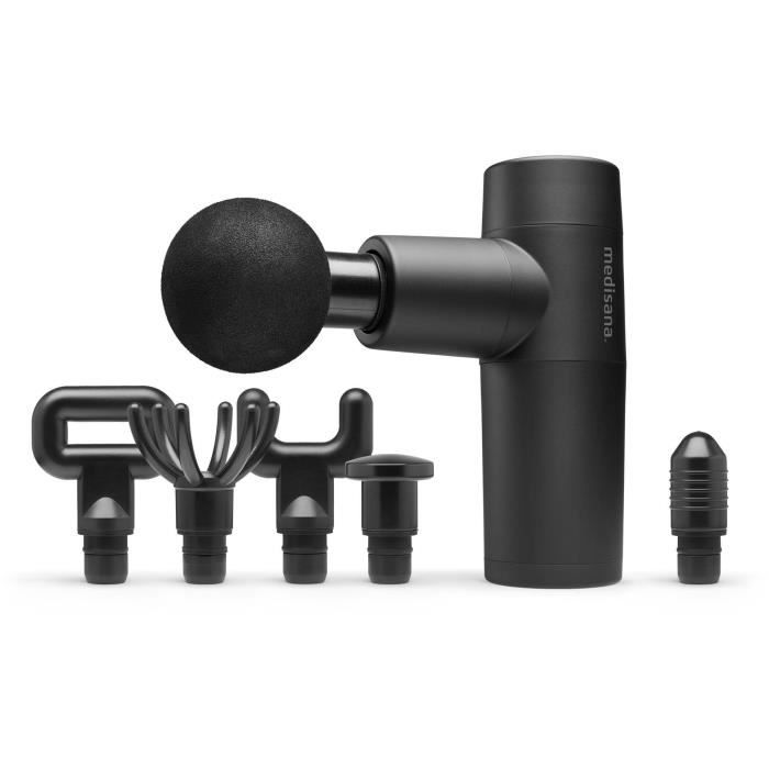 Pistolet de massage - MEDISANA - Mini MG 150 - 5 niveaux de percussion - 6 tetes de massage - Noir