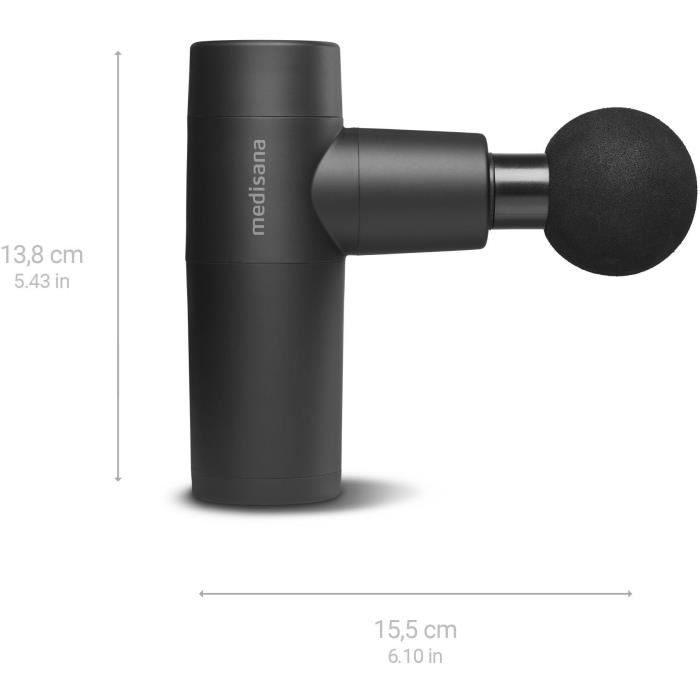 Pistolet de massage - MEDISANA - 5 niveaux de percussion - 7,4 V - Noir