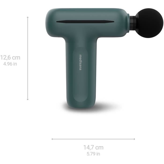 Pistolet de massage - MEDISANA MG 200 - 5 niveaux de percussion - 5 V - 50 dB - Gris / Vert