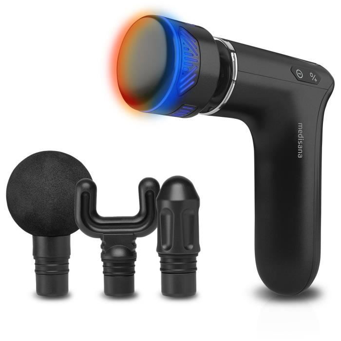 Pistolet de massage chaud & froid - MEDISANA - MG 560 - 10 intensités de percussion - 3 niveaux - 4 accessoires - Noir