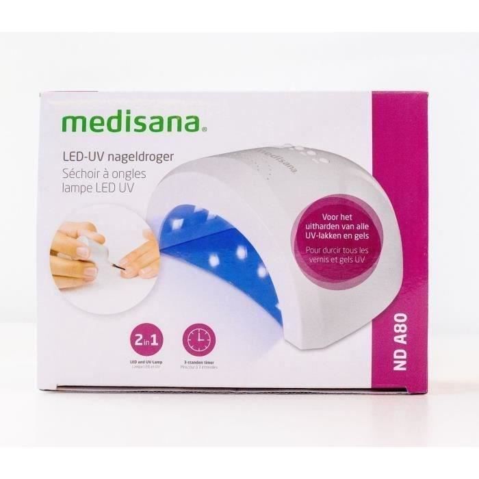 Lampe UV ongle LED - MEDISANA - ND A80 - 2 en 1 pour tous gels et vernis UV - Minuteries - 2 intensitÈs - Auto off
