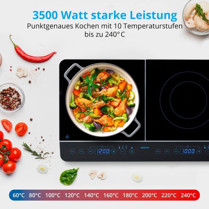 Plaque induction posable - MEDION - MD 15324 - 2 Feux - L 60,3 x P 35,5 cm