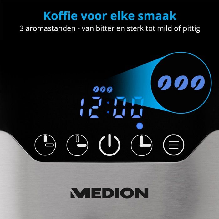 Cafetiere filtre programmable avec carafe - MEDION - MD 18458 - isotherme - 900W - 1,2 L