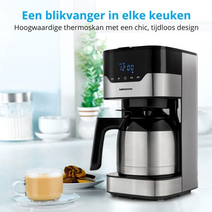 Cafetiere filtre programmable avec carafe - MEDION - MD 18458 - isotherme - 900W - 1,2 L