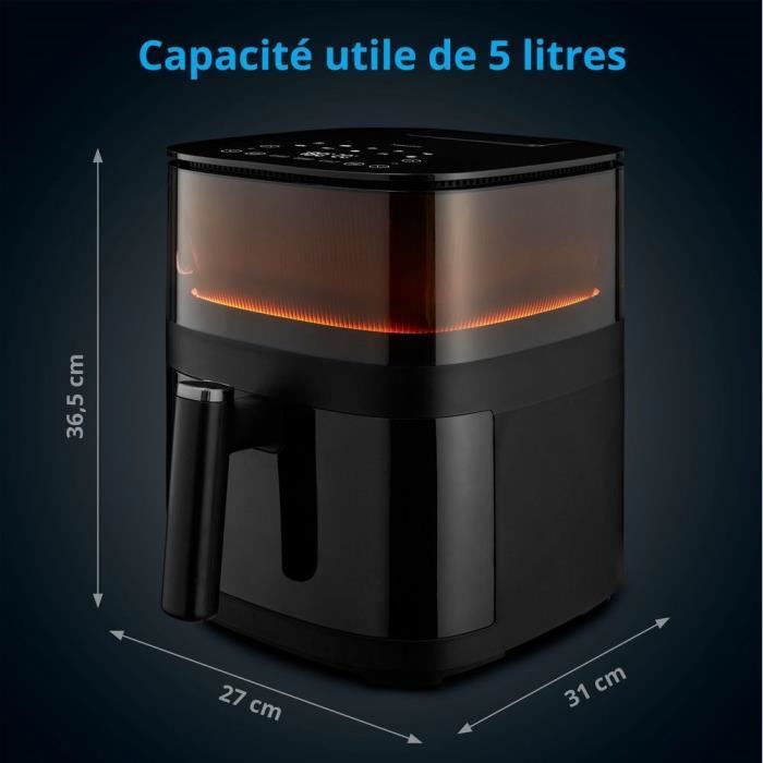 Friteuse a air chaud sans huile - MD 11780 - TempÈrature jusqu'a 230 ∞C - 10 programmes - 5 L - 1500 Watt