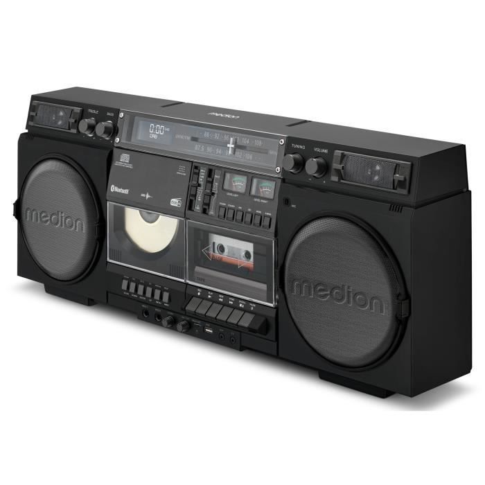 Ghetto Blaster - MEDION - Vintage - DAB+ - CD/Cassette/USB/MP3 - 2x10W RMS - Noir