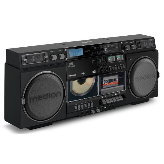 Ghetto Blaster - MEDION - Vintage - DAB+ - CD/Cassette/USB/MP3 - 2x10W RMS - Noir