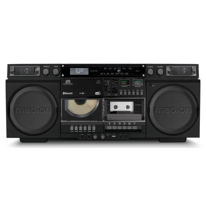 Ghetto Blaster - MEDION - Vintage - DAB+ - CD/Cassette/USB/MP3 - 2x10W RMS - Noir