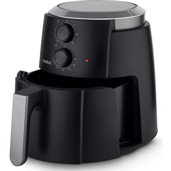 Friteuse a air chaud - MEDION - MD13020 - Airfryer - 1500 watts - Minuterie 60 min - Jusqu'a 200°C - 4,7 L - Noir