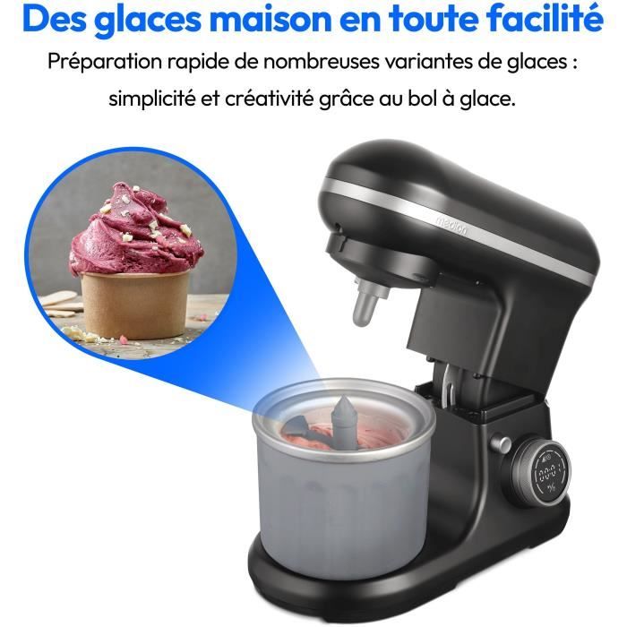 Robot pâtissier - MEDION - MD18420 - 1200 W - 5 L - 8 vitesses - Bol a glace - Noir
