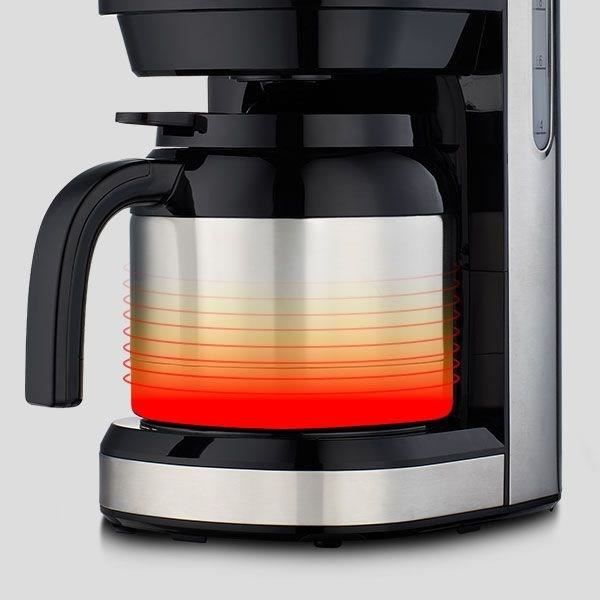 Cafetiere Filtre Digitale Isotherme - MEDION - 900W - 1,2L - Silver