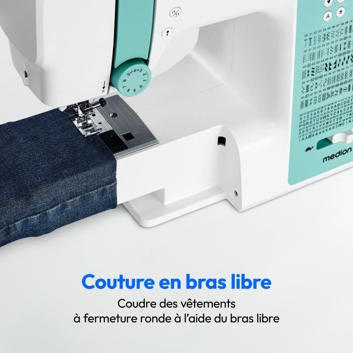 Machine a Coudre Numérique - MEDION - SD 36 - 38W - 270 Points - 700 tr/min - LED - Turquoise