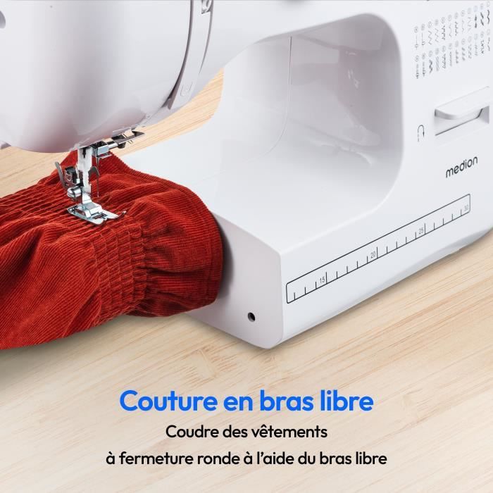 Machine a Coudre - MEDION - SM 60 - 62W - 24 Points + Points Doubles - 700 tr/min - LED - Blanc