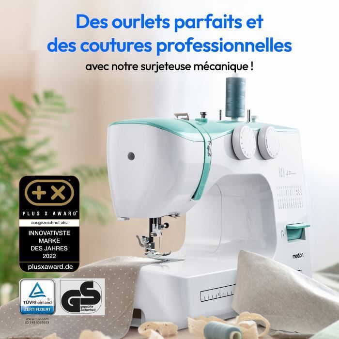 Machine ŕ Coudre - MEDION - SM 60 - 62W - 24 Points + Points Doubles - 700 tr/min - LED - Turquoise