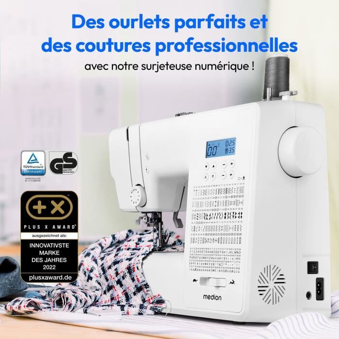 Machine a Coudre Numérique - MEDION - SD 36 - 38W - 270 Points - 700 tr/min - LED - Blanc