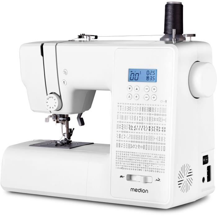 Machine a Coudre Numérique - MEDION - SD 36 - 38W - 270 Points - 700 tr/min - LED - Blanc