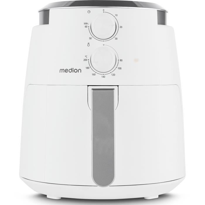 Friteuse a air chaud - MEDION - MD13020 - Airfryer - 1500 watts - Minuterie 60 min - Jusqu'a 200°C - 4,7 L - Blanc