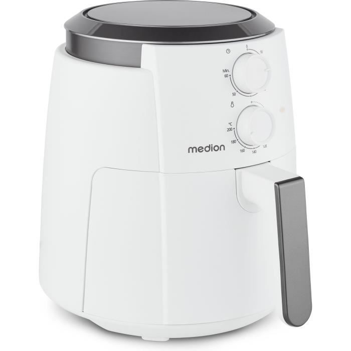 Friteuse a air chaud - MEDION - MD13020 - Airfryer - 1500 watts - Minuterie 60 min - Jusqu'a 200°C - 4,7 L - Blanc