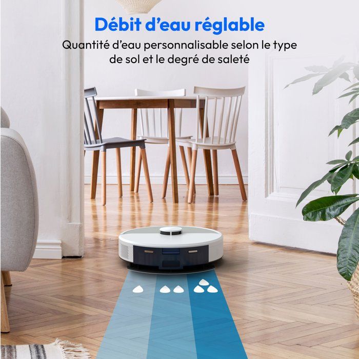 Aspirateur Robot Laveur - MEDION MD100021 X22SW+ - 165 min - 5000 Pa - Navigation Laser - 2,5 L - Blanc