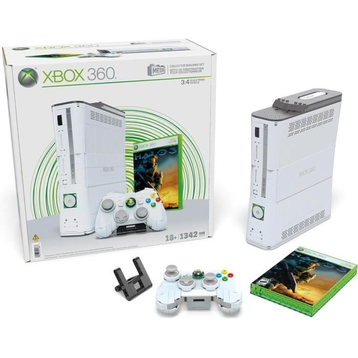 Coffret de Construction - MEGA - Réplique Xbox 360 - 1342 pieces - Manette avec LED - Pour Adultes