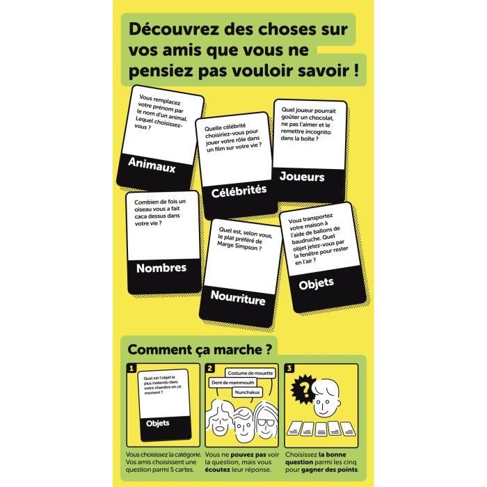 Questions dingues a poser a vos amis - Jeu d'ambiance - MEGABLEU - Des 14 ans