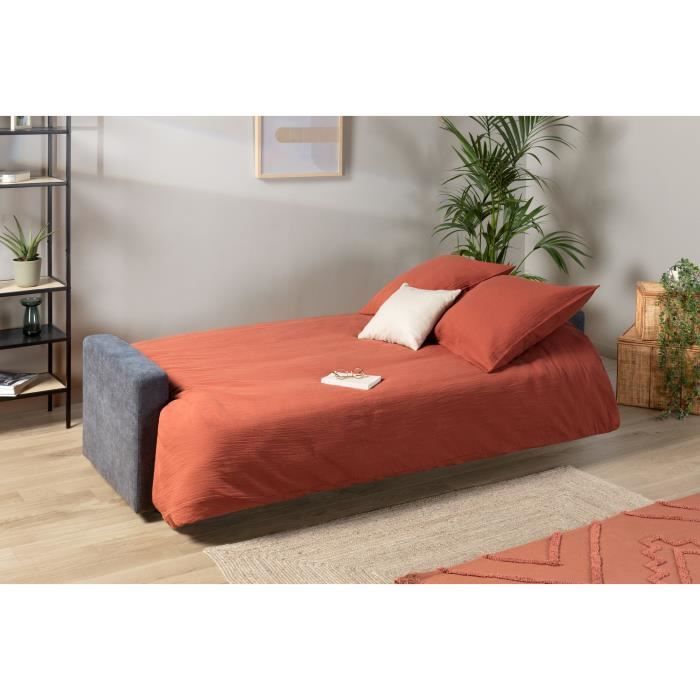 CanapÈ clic clac 3 places - Gris anthracite - Matelas 14 cm - 130 x 190 cm - MEGAN