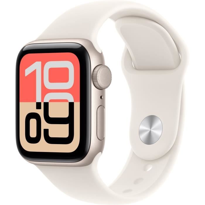 Apple Watch SE 3 GPS - 40mm - Boîtier Starlight Aluminium - Bracelet Starlight Sport Band - M/L