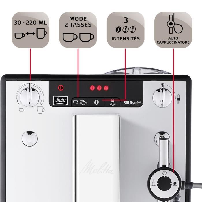 Machine a cafÈ expresso avec broyeur MELITTA Solo & Perfect Milk E957-203 - Argent - 15 bars - 1400 Watts