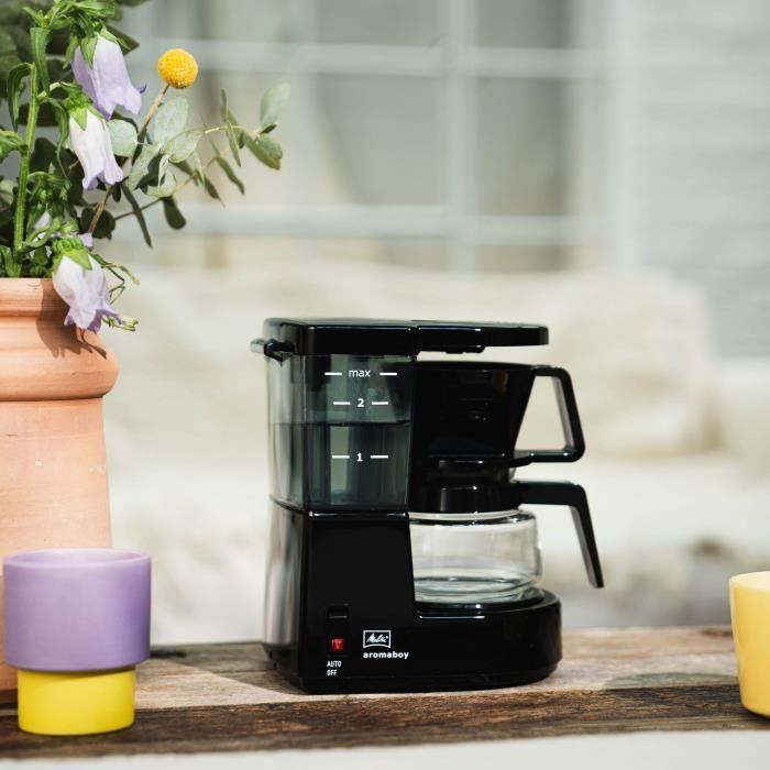 Cafetiere a filtre MELITTA Aromaboy 1015-02 Noir - 2 tasses - 500W - Verseuse en verre