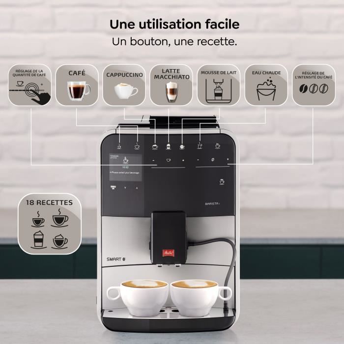 Machine a Café a Grain MELITTA Barista T Smart - Argent (sans réservoir lait)