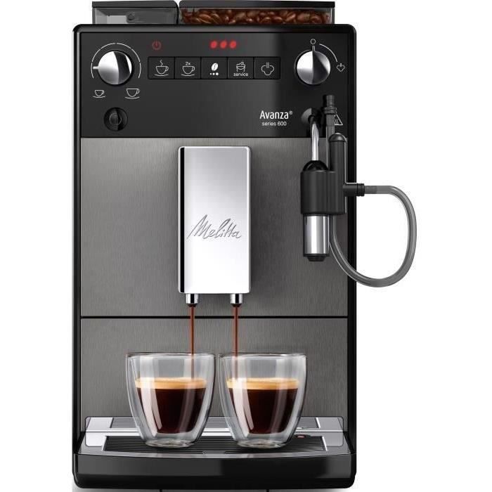 Machine a cafÈ - MELITTA - Avanza F270-100 - RÈservoir d'eau 1,5 L - RÈservoir a grains 250 g - 1450 W - Gris titanium