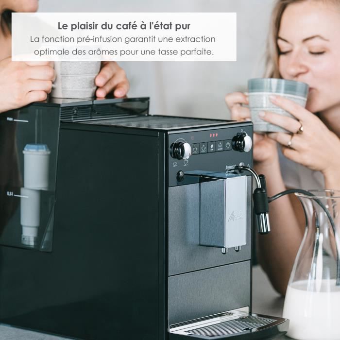 Machine a café - MELITTA - Avanza F270-100 - Réservoir d'eau 1,5 L - Réservoir a grains 250 g - 1450 W - Gris titanium
