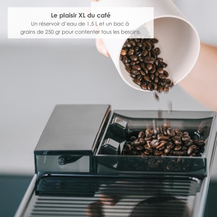 Machine a café - MELITTA - Avanza F270-100 - Réservoir d'eau 1,5 L - Réservoir a grains 250 g - 1450 W - Gris titanium