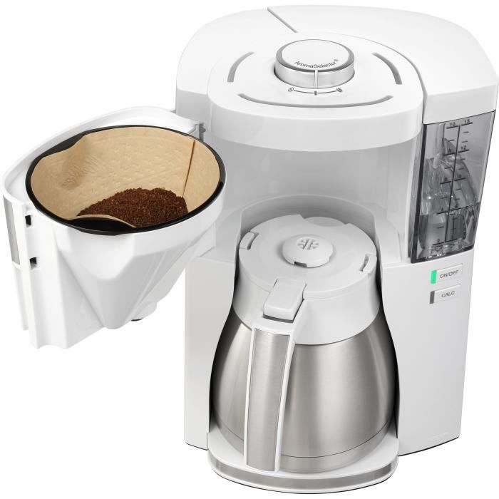 Cafetiere filtre MELITTA - Look V Therm Perfection 1025-15 Blanc/Acier BrossÈ - 10 tasses - AromaSelector