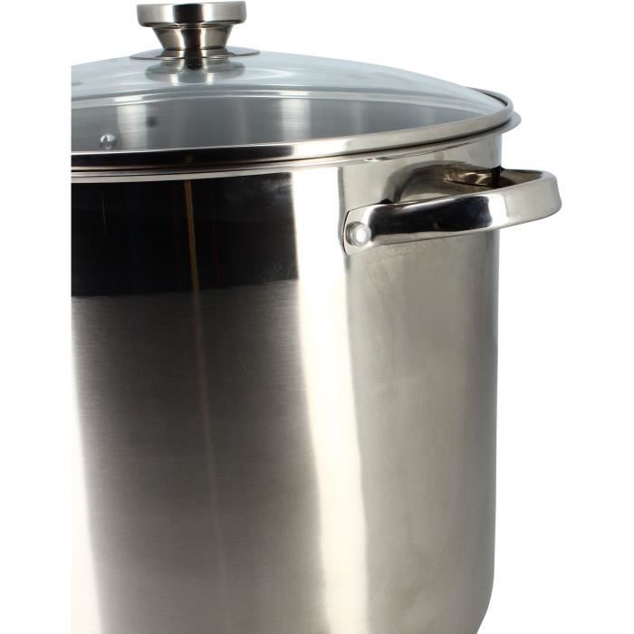 Marmite avec couvercle - MENASTYL - 4615451 - En acier inoxydable - 17 litres - 32 cm - Tous feux dont induction