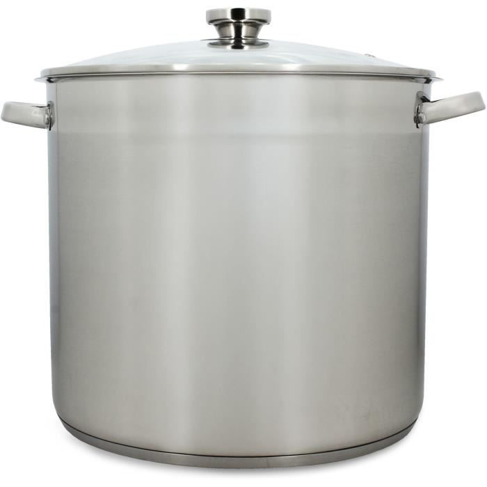 Marmite avec couvercle - MENASTYL - 4615451 - En acier inoxydable - 17 litres - 32 cm - Tous feux dont induction