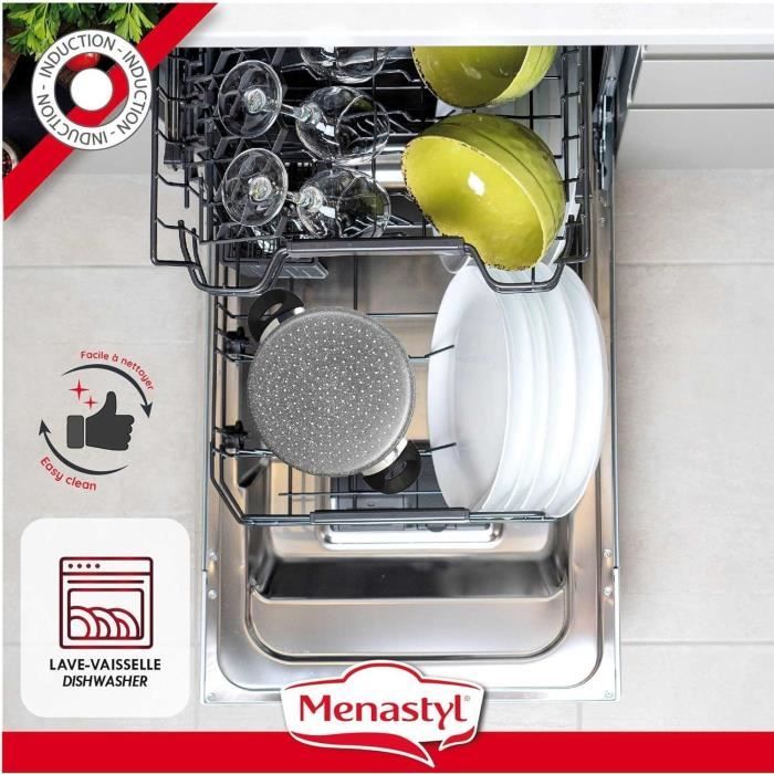 Couscoussier - MENASTYL - 6020033 - En aluminium effet marbre - 9 litres - Tous feux dont induction