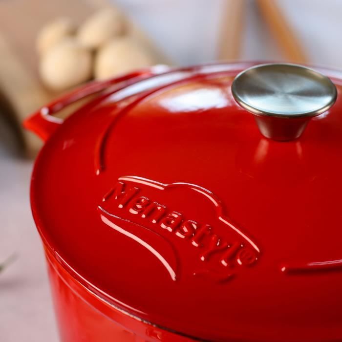 Cocotte - MENASTYL - 6020102 - Ovale - En fonte acier émaillé - Rouge - 6,5 litres