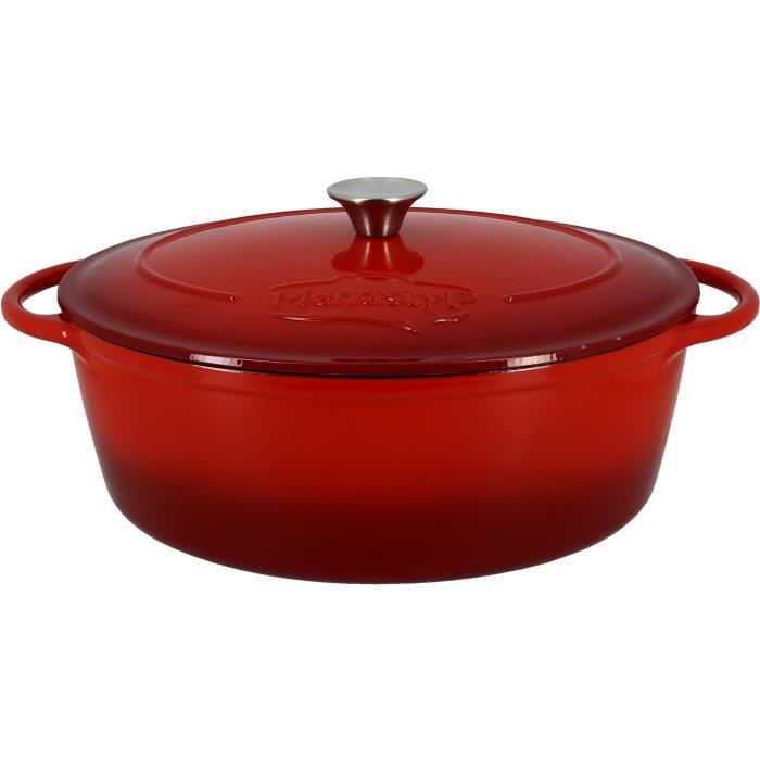 Cocotte - MENASTYL - 6020102 - Ovale - En fonte acier émaillé - Rouge - 6,5 litres