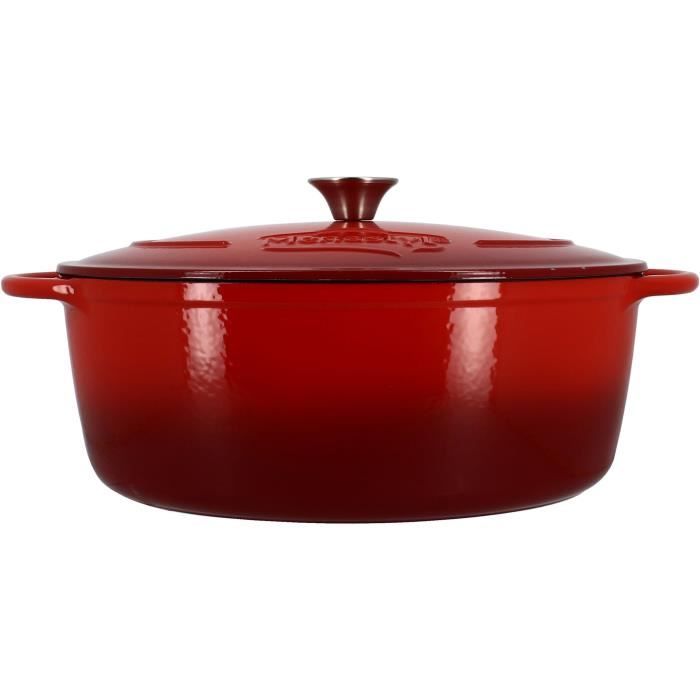 Cocotte - MENASTYL - 6020105 - Ronde - En fonte acier émaillé - Rouge - 7 litres