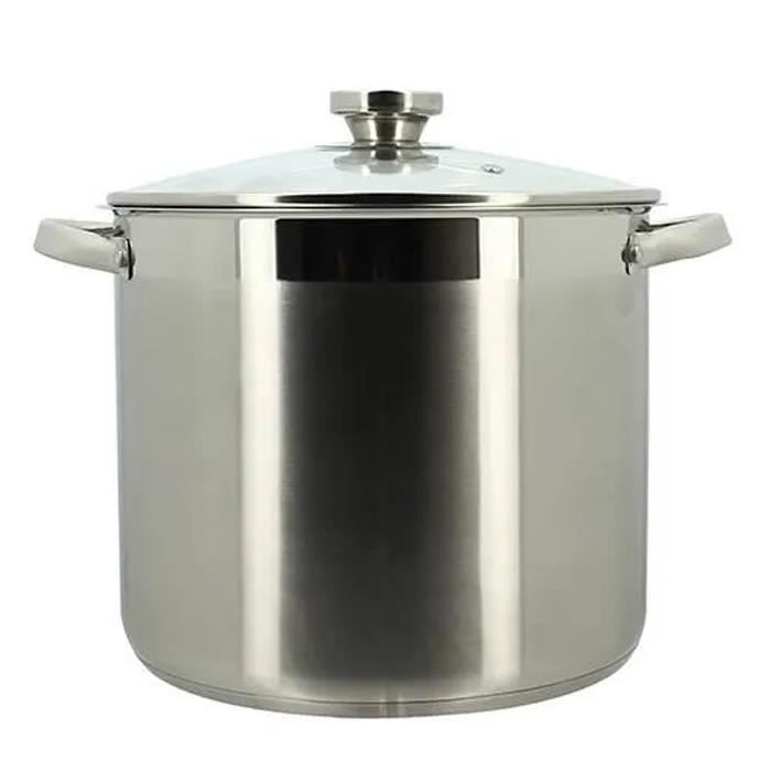 Marmite avec couvercle - MENASTYL - 4615455 - En acier inoxydable - 9 litres - Tous feux dont induction