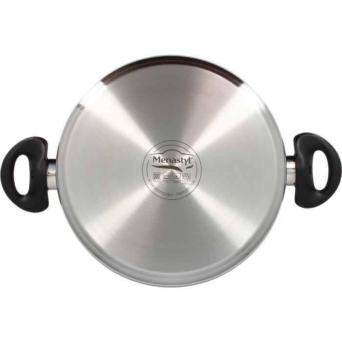 Faitout - MENASTYL - 6020256 - En acier inoxydable - 24 cm - Tous feux dont induction