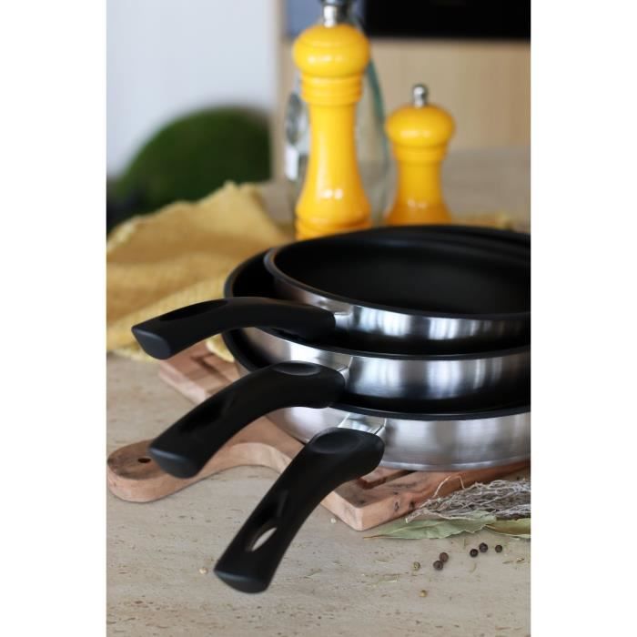 Poele - MENASTYL - 6020244 - En acier inoxydable - 20 cm - Tous feux dont induction