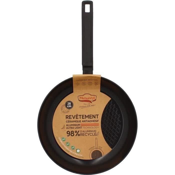 Poele - MENASTYL - 6020638 - En aluminium forgé - 28 cm - Noir - Tous feux dont induction