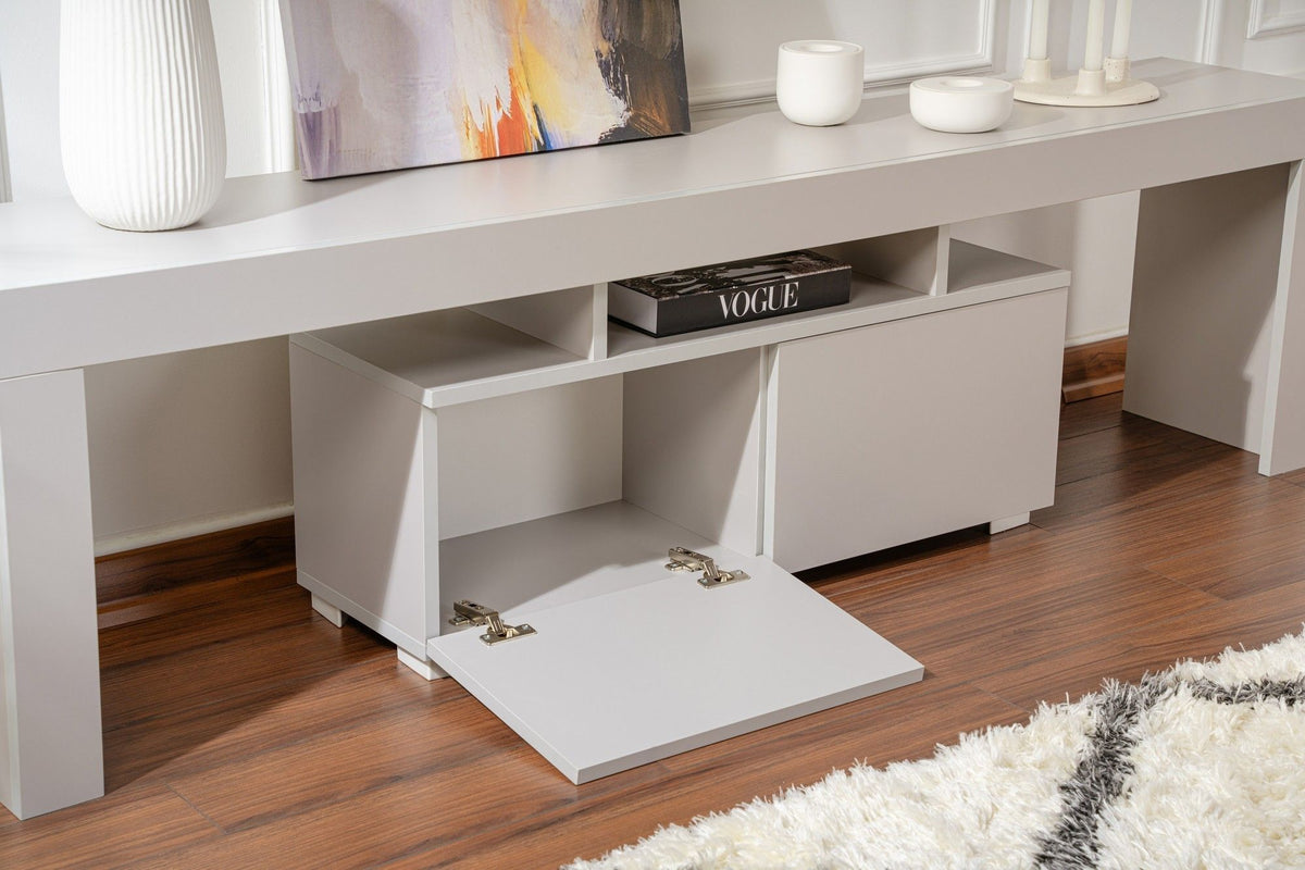 Meuble TV - ENCLAVE - Gris - 180 x 50 x 31 cm